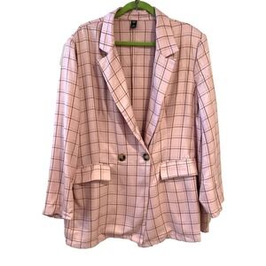Women's 4XL (SZ 20) Petal Pink Checked Lightweight Blazer